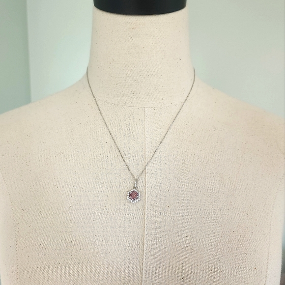 NWT Ryze Sangria Hexagon Cubic Zirconia .925 Sterling Silver 18" Necklace - Picture 8 of 10